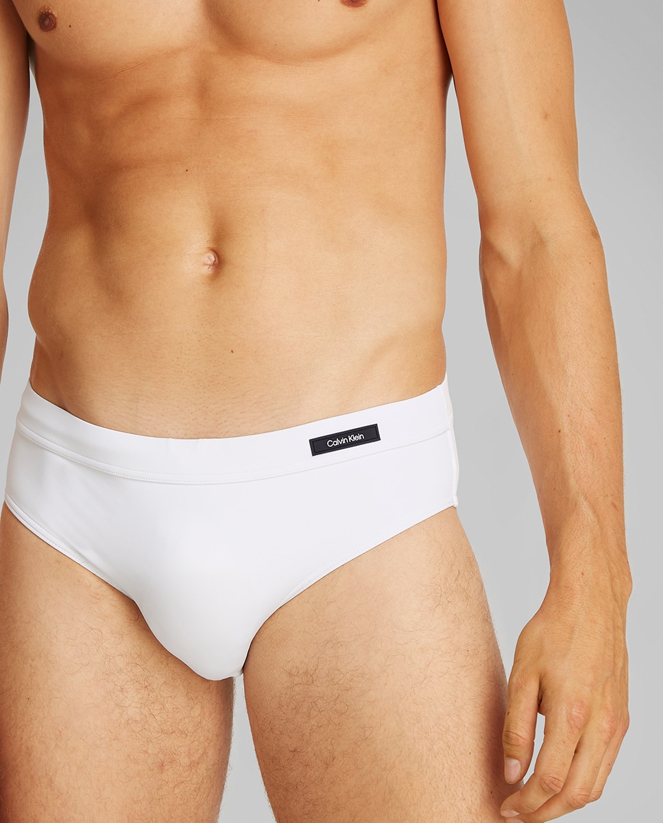Calções de Banho de Corte Slip Branco-3