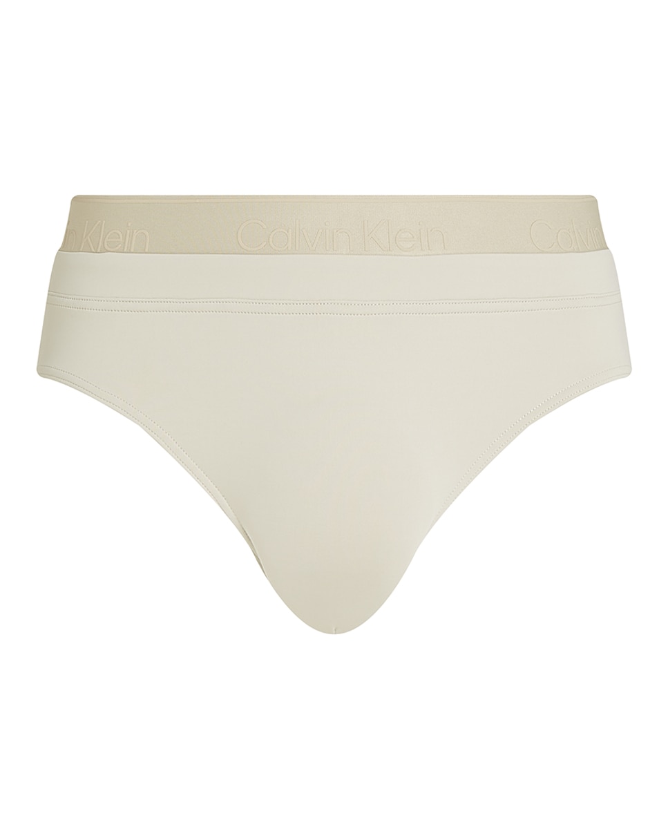 Calções de Banho de Corte Slip com Cós Largo Bege-4