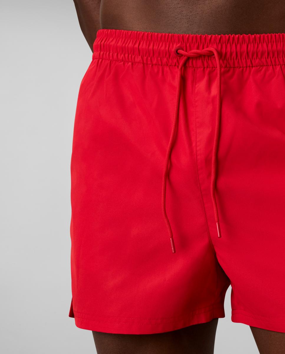 Calções de Banho Médios com Cordão Vermelho-4