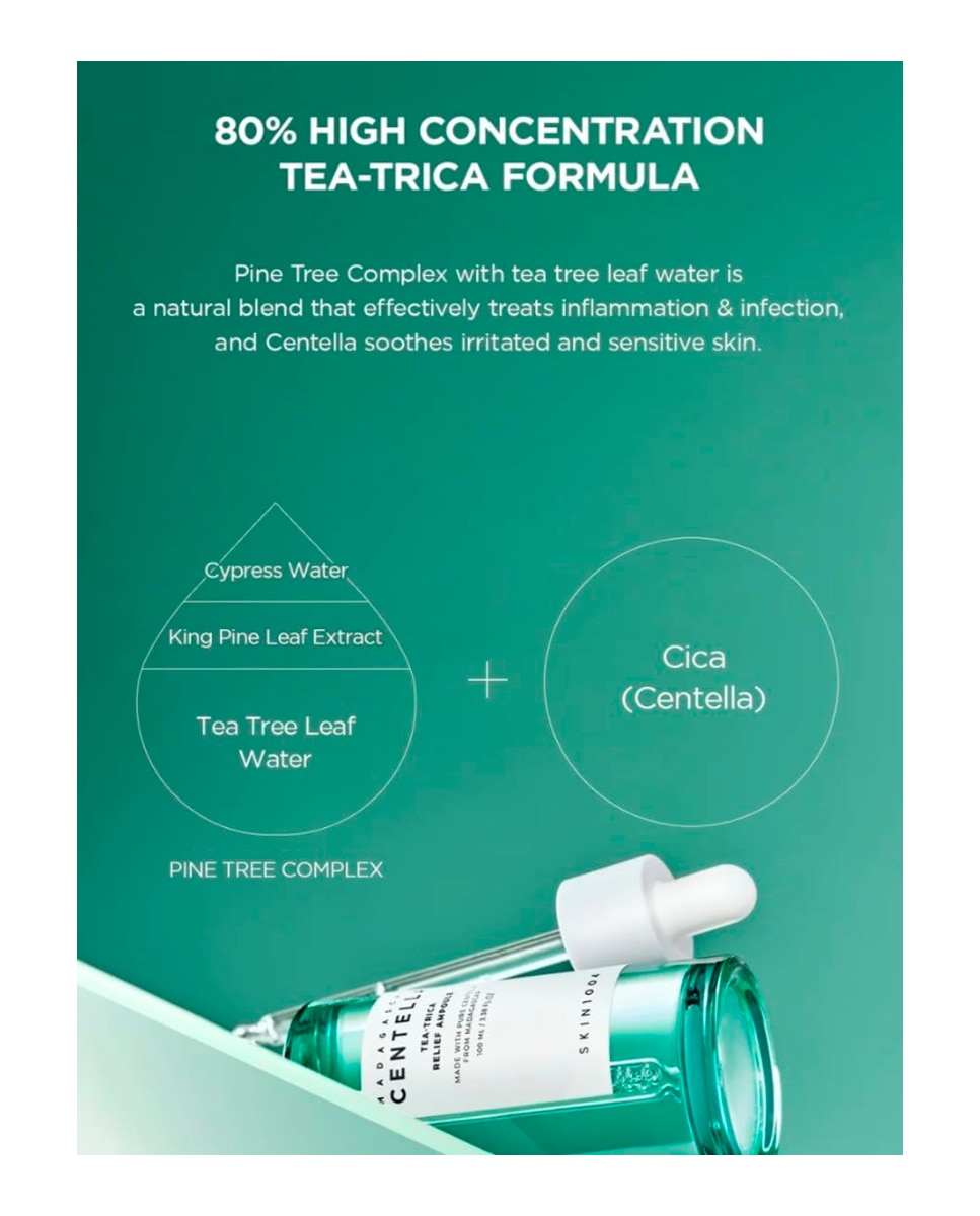 Imagen 2 de Ampolla Madagascar Centella Tea-Trica Relief 100 ml SKIN1004 - 100 ml