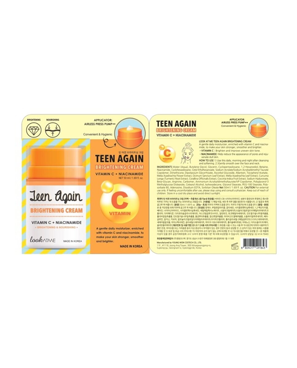 Imagen 2 de Crema iluminadora vitamina C + niacinamida Teen Again 30 ml LOOKATME - 30 ml