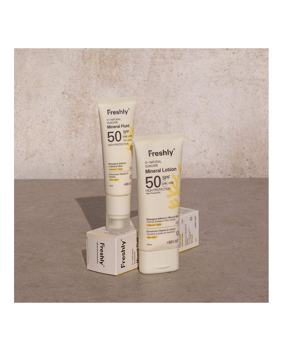 Estuche Regalo Fotoprotector natural facial y corporal SPF 50 Full Protection D+ Natural Suncare Pack Freshly Cosmetics 2