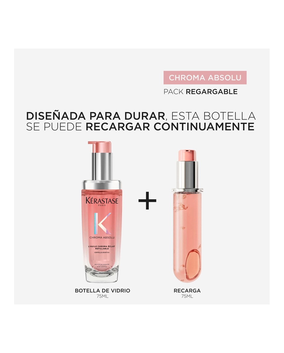 Imagen 5 de Aceite Sublimador L'Huile Chroma Éclat Recargable Aceite Sublimador Radiante 75 ml Kérastase - 75 ml