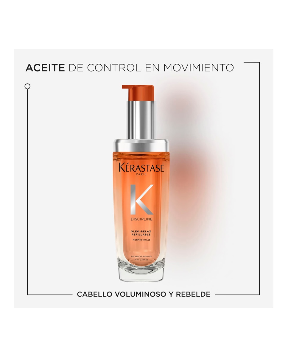 Aceite Capilar Para Cabellos Voluminosos Y Rebeldes Discipline Oleo-Relax Recargable 75 ml Kérastase - 75 ml 2