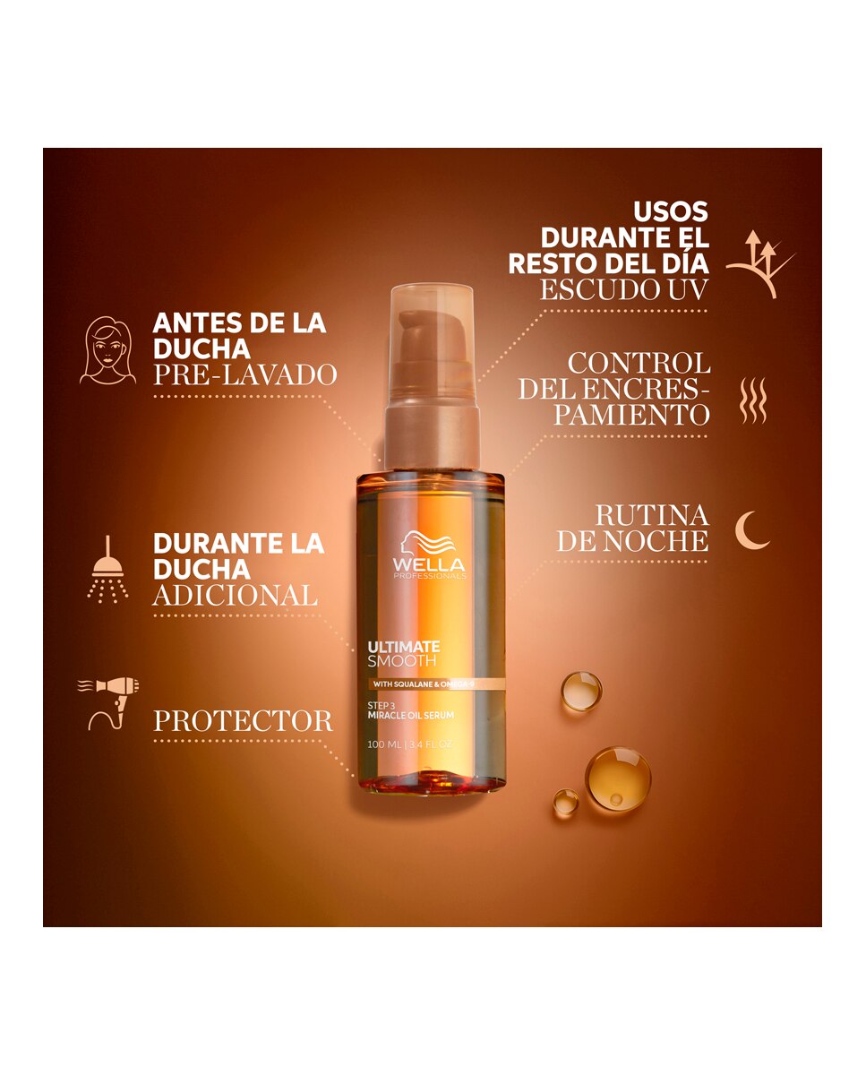 Imagen 7 de Serum Ultimate Smooth Miracle Oil Serum 30 ml Wella Professionals - 30 ml
