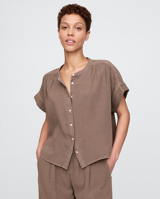 Camisa oversize de mujer con manga corta