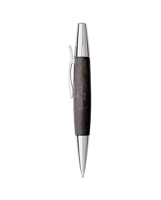 Caneta Esferográfica de Madeira Cromada Faber-Castell Preta Preto / Crómio-1