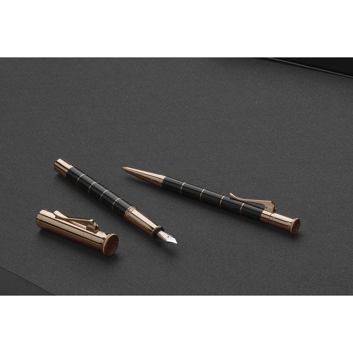 Esferográfica Anello Rose Gold Graf von Faber-Castell - Preto Negro / Ouro-2