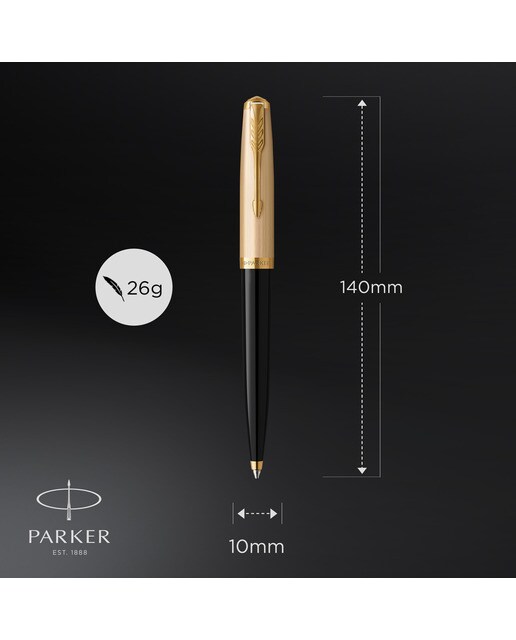 Caneta esferográfica 51 Premium preta e dourada GT Preto / Dourado-6
