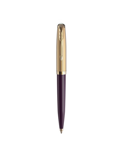 Caneta esferográfica 51 Premium cor de ameixa e dourada GT Ameixa-1