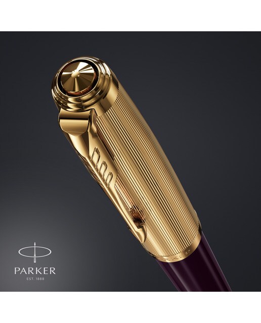 Caneta esferográfica 51 Premium cor de ameixa e dourada GT Ameixa-3