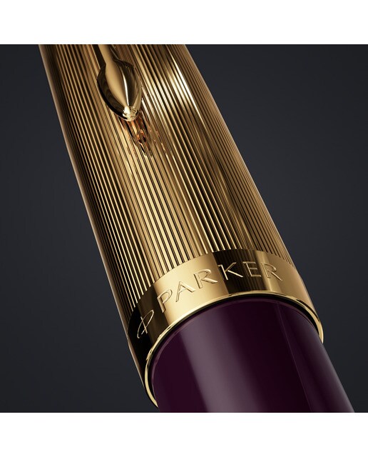 Caneta esferográfica 51 Premium cor de ameixa e dourada GT Ameixa-8