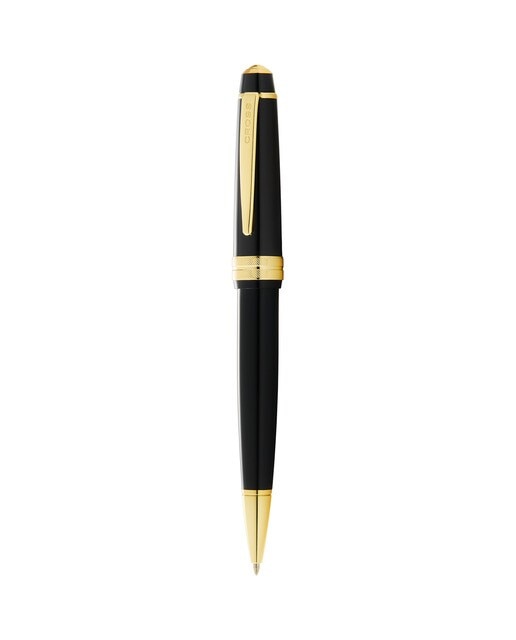 Caneta Esferográfica Bailey Light™ com Pormenores Dourados - Preto Brilhante 1
