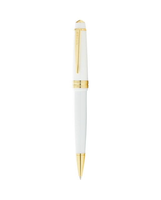 Caneta Esferográfica Bailey Light™ com Pormenores Dourados - Branco Brilhante 1