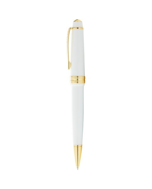 Caneta Esferográfica Bailey Light™ com Pormenores Dourados - Branco Brilhante 2