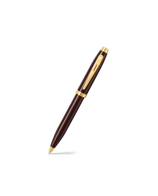 Bolígrafo Sheaffer 100 con acabado de laca marrón café con detalles dorados Cromo / Oro-1