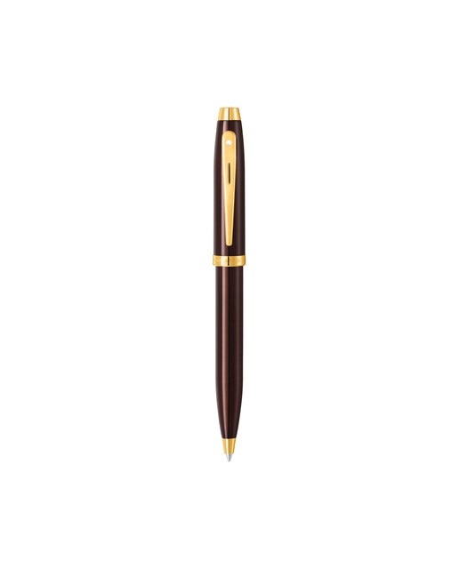 Bolígrafo Sheaffer 100 con acabado de laca marrón café con detalles dorados Cromo / Oro-2
