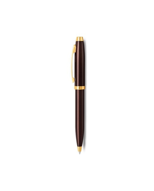 Bolígrafo Sheaffer 100 con acabado de laca marrón café con detalles dorados Cromo / Oro-5
