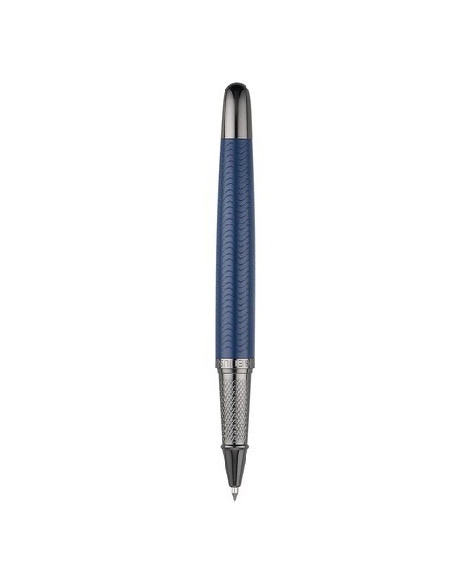 Caneta azul marinho com textura de onda em caixa de design Neptuno Belius Azul-marinho-1