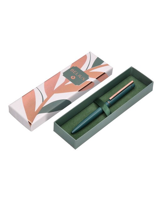 Esferográfica em caixa de desenho Rosé Belius verde oliva ouro rosa Verde Azeitona-7