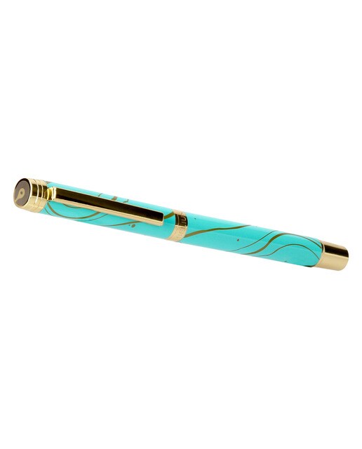 Caneta em Caixa de Design Aqua Belius Turquesa e Dourado Turquesa-2