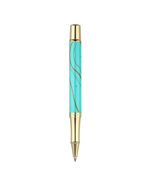 Caneta em Caixa de Design Aqua Belius Turquesa e Dourado Turquesa-3