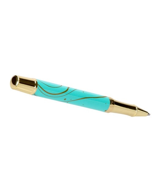 Caneta em Caixa de Design Aqua Belius Turquesa e Dourado Turquesa-4