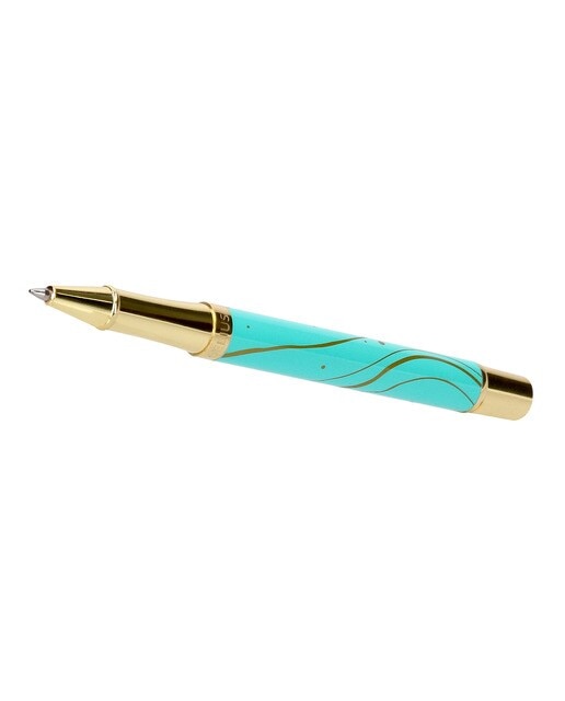 Caneta em Caixa de Design Aqua Belius Turquesa e Dourado Turquesa-5
