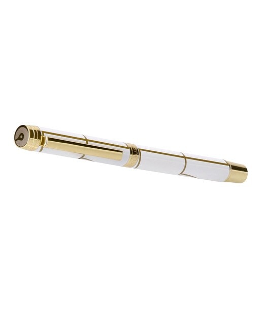 Caneta em Caixa de Design Carte Blanche Belius Branca e Dourada Branco-3