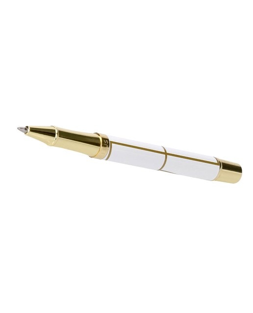 Caneta em Caixa de Design Carte Blanche Belius Branca e Dourada Branco-5