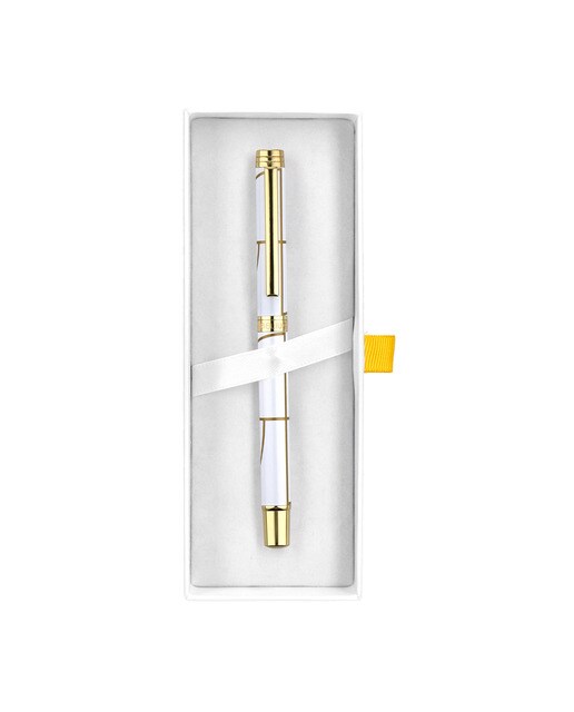 Caneta em Caixa de Design Carte Blanche Belius Branca e Dourada Branco-9