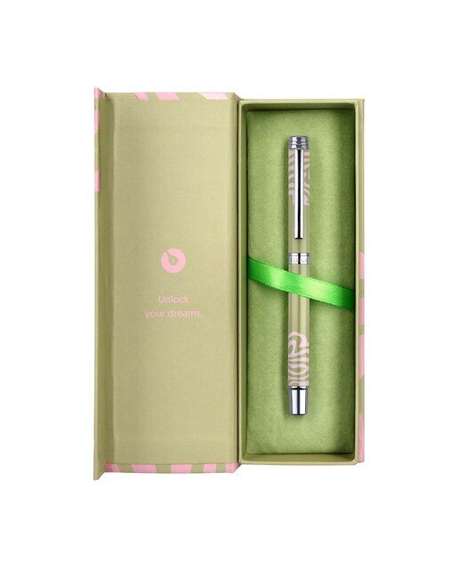 Esferográfica em caixa de disenho Ink Dreams Belius verde matcha e rosa prateado Verde-8