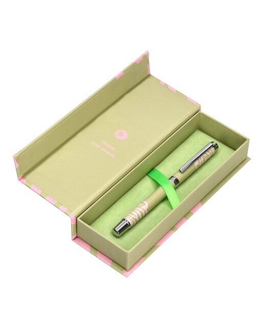 Esferográfica em caixa de disenho Ink Dreams Belius verde matcha e rosa prateado Verde-9