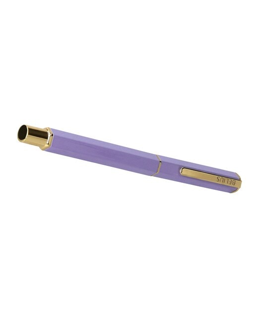 Esferográfica hexagonal  em caixa com desenho Macaron Bliss Belius roxo dourado Roxo-4
