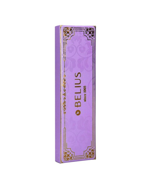 Esferográfica hexagonal  em caixa com desenho Macaron Bliss Belius roxo dourado Roxo-7