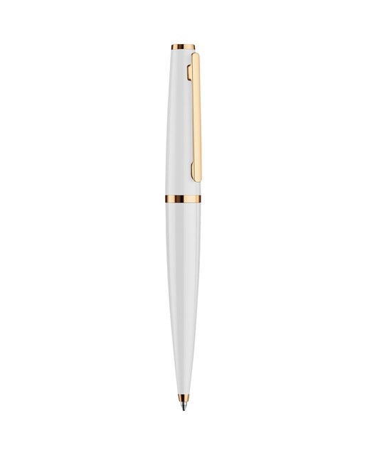 Caneta de Aluminio Maciço Lacado Brilhante Detalhes em Oro Rosa Otto Hutt - Branco Branco-2