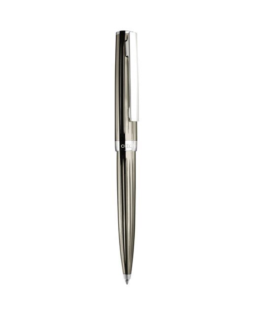 Bolígrafo cuerpo de latón lacado a mano con guilloche de lineas finas Otto Hutt negro transparente Negro-2