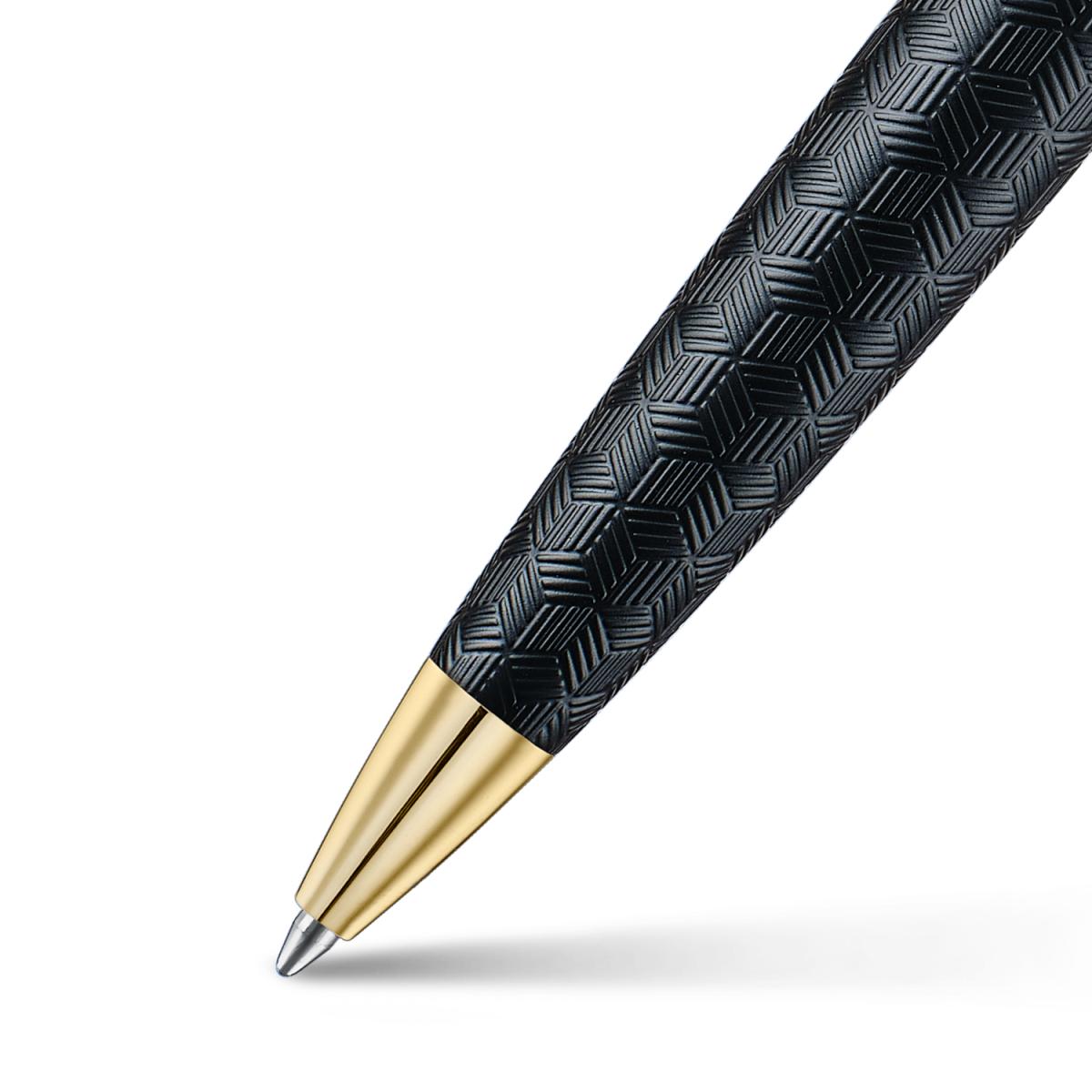 Caneta em Laca Preta Mate Grabava com Tampa Cromada em Ouro da Coleção 300 de Sheaffer 2