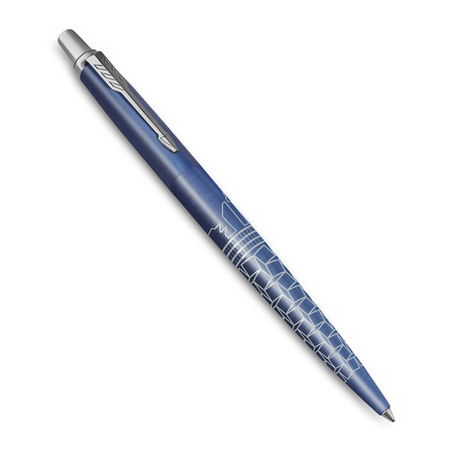 Imagen 0 de Bolígrafo Jotter edición especial Seúl con detalles cromados punta media con tinta azul acompañado de estuche de regalo Parker azul