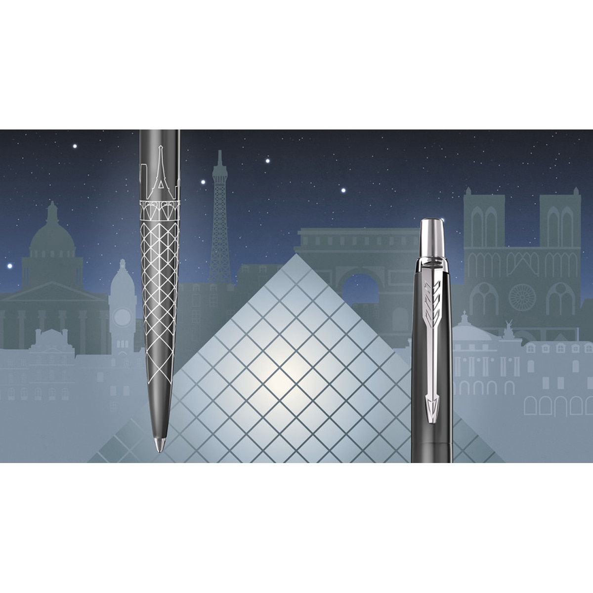 Esferográfica Jotter Edição Especial Paris com Rebordo Cromado Ponta Media e Tinta Azul, Acompanhada de uma Caixa de Presente Cinzenta Preto / Prata-6