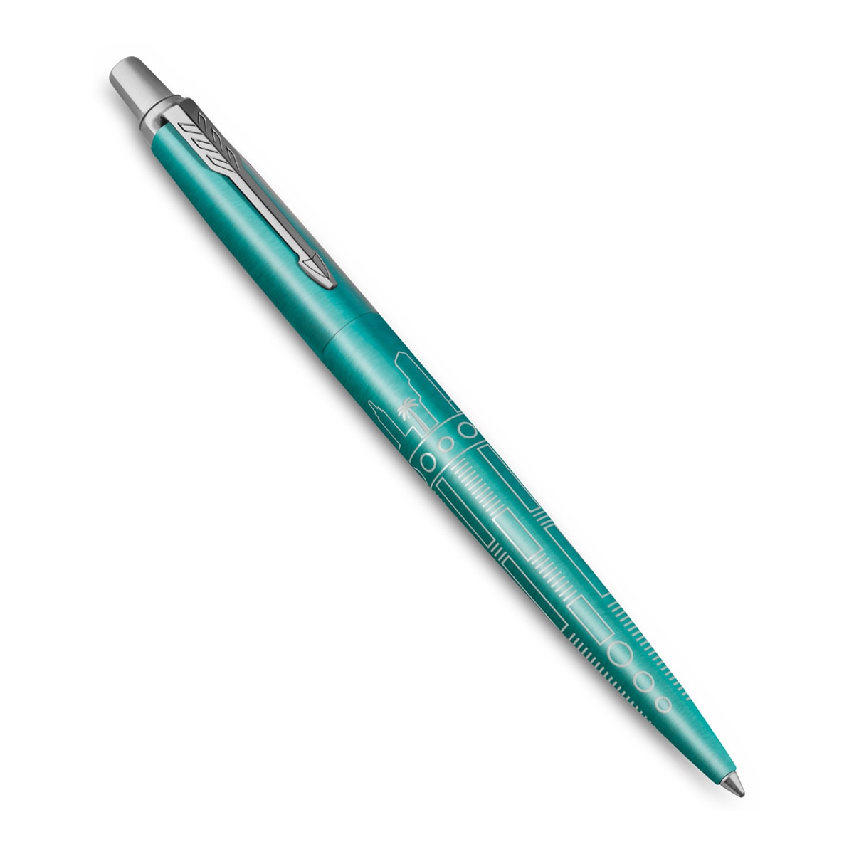 Imagem 0 de Esferográfica Jotter Edição Especial Miami com Rebordo Cromado Ponta Media e Tinta Azul, Acompanhada de uma Caixa de Presente Turquesa