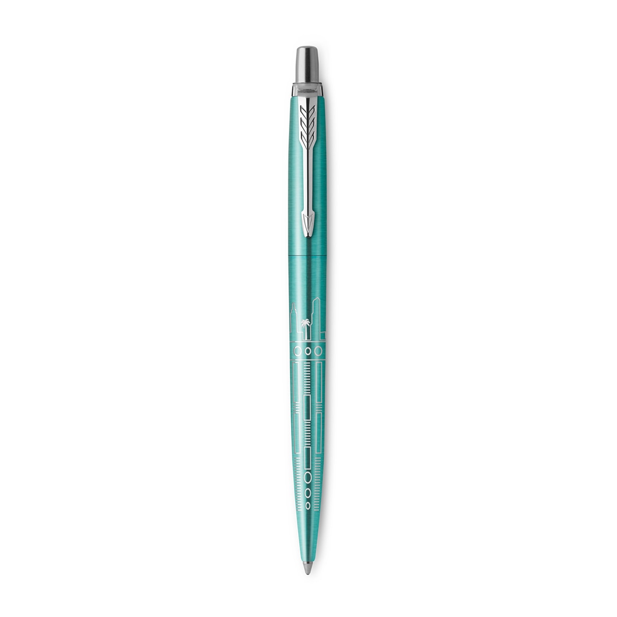 Esferográfica Jotter Edição Especial Miami com Rebordo Cromado Ponta Media e Tinta Azul, Acompanhada de uma Caixa de Presente Turquesa Turquesa / Prateado-3