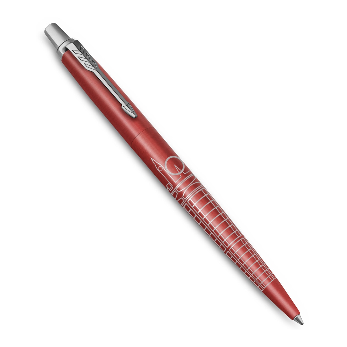 Esferográfica Jotter Edição Especial Londres com Rebordo Cromado Ponta Media e Tinta Azul, Acompanhada de uma Caixa de Presente Turquesa Vermelho / Prata-4
