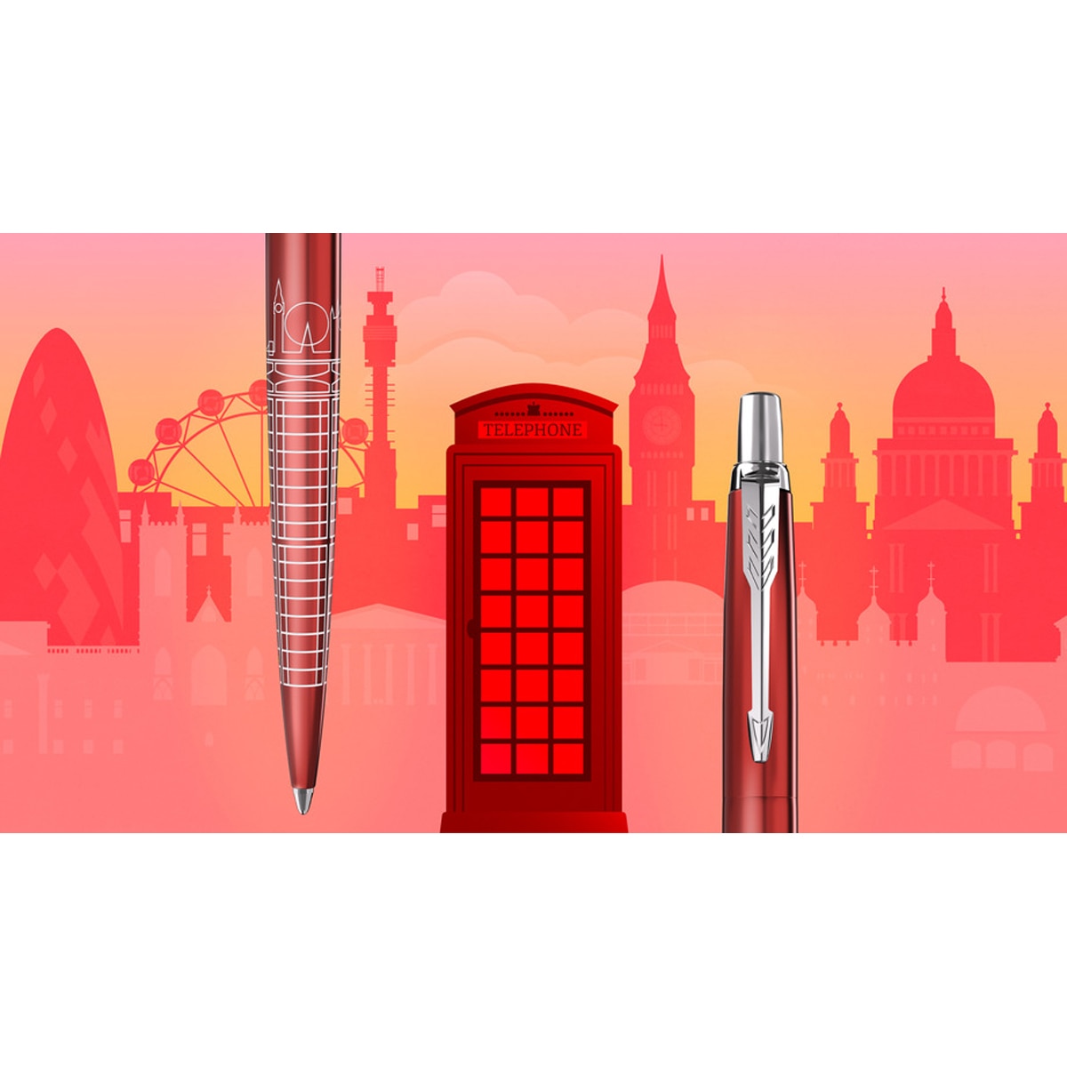 Esferográfica Jotter Edição Especial Londres com Rebordo Cromado Ponta Media e Tinta Azul, Acompanhada de uma Caixa de Presente Turquesa Vermelho / Prata-6