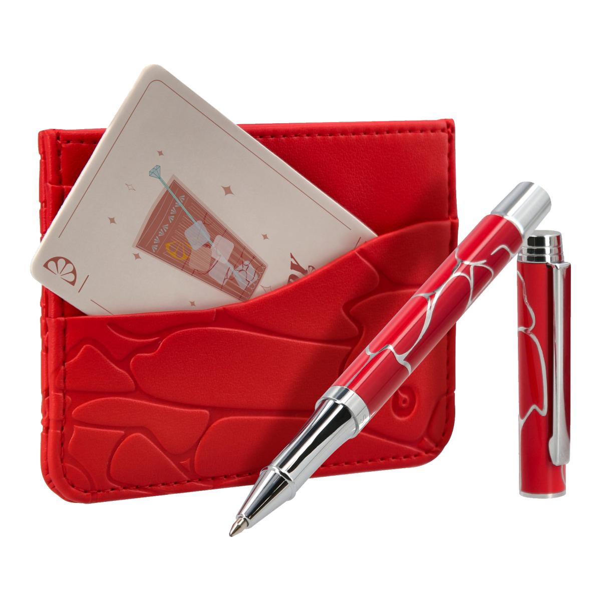 Caneta em Aluminio e Wallet em Caixa de Design Cocktails Bloody Mary Belius - Vermelho Vermelho-3
