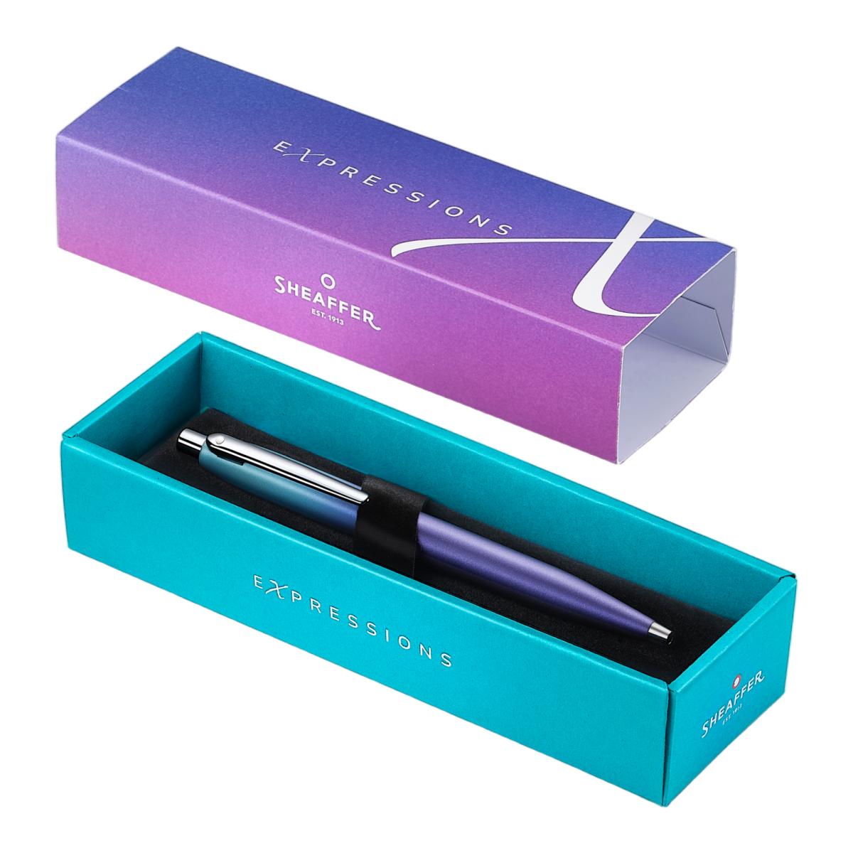 Esferográfica Com Acabamento Azul Degradé E Detalhes Cromados Coloridos Da Coleção Expressions · Vfm Da Sheaffer Azul / Preto-3