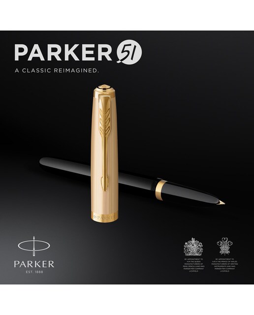Caneta de aparo 51 Premium preta e dourada GT Preto / Dourado-2