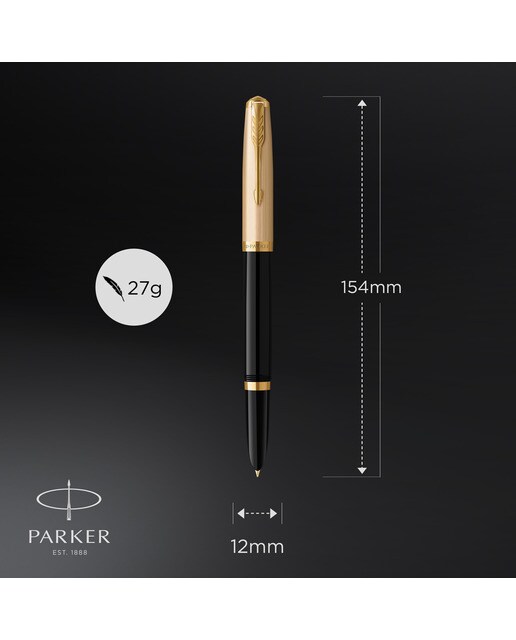 Caneta de aparo 51 Premium preta e dourada GT Preto / Dourado-6