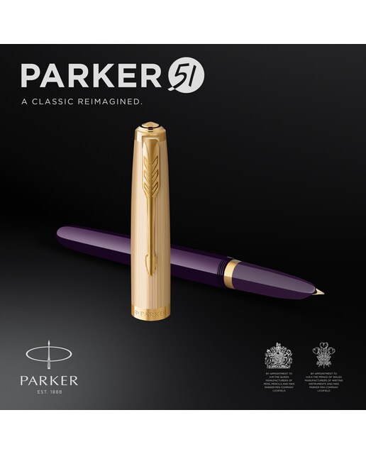 Caneta de aparo 51 Premium ameixa e dourada GT Ameixa-2