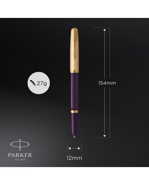 Caneta de aparo 51 Premium ameixa e dourada GT Ameixa-5
